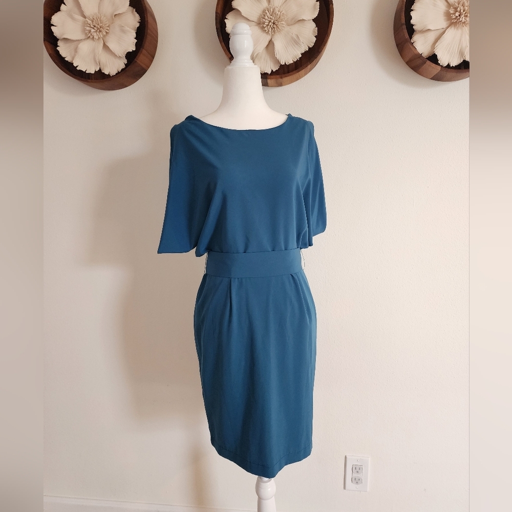 Teal Cocktail Dress Ocean Blue Open Back size Small